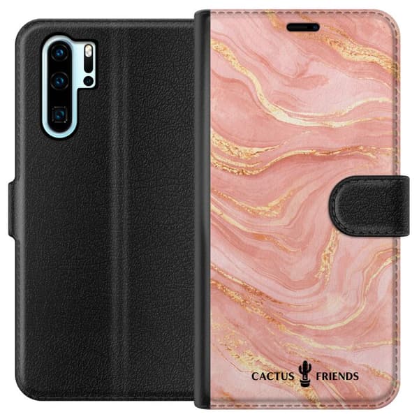 Kompatibel Tegnebogsetui til Huawei P30 Pro Kaktus og venner – RoseGoldFlow