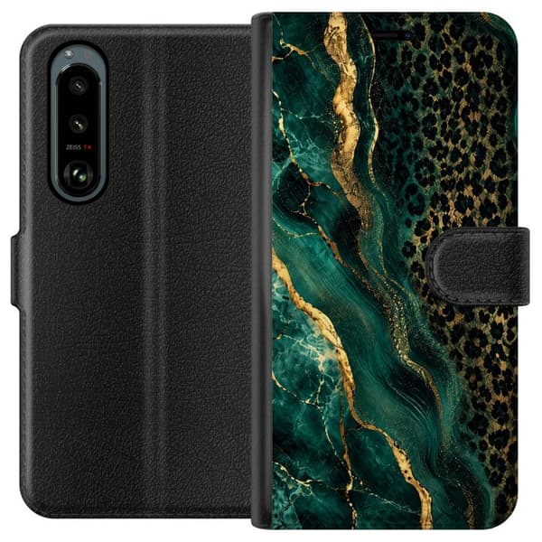 Kompatibelt Lommeboketui til Sony Xperia 5 III Smaragdleopard