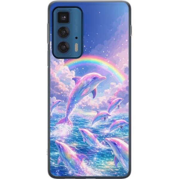 Kompatibelt Mobildeksel til Motorola Edge 20 Pro Glittrande regnbågsdelfiner