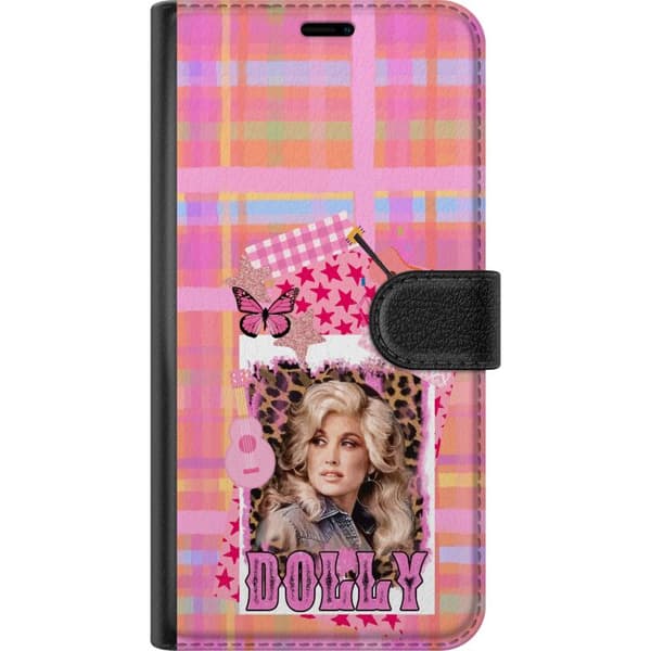Kompatibelt Plånboksfodral till Apple iPhone 18 Pro Max Dolly Parton rosa countrycollage med gitarr