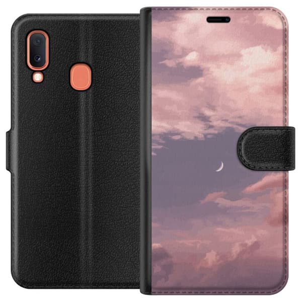 Kompatibelt Plånboksfodral till Samsung Galaxy A20e Rosa himmel