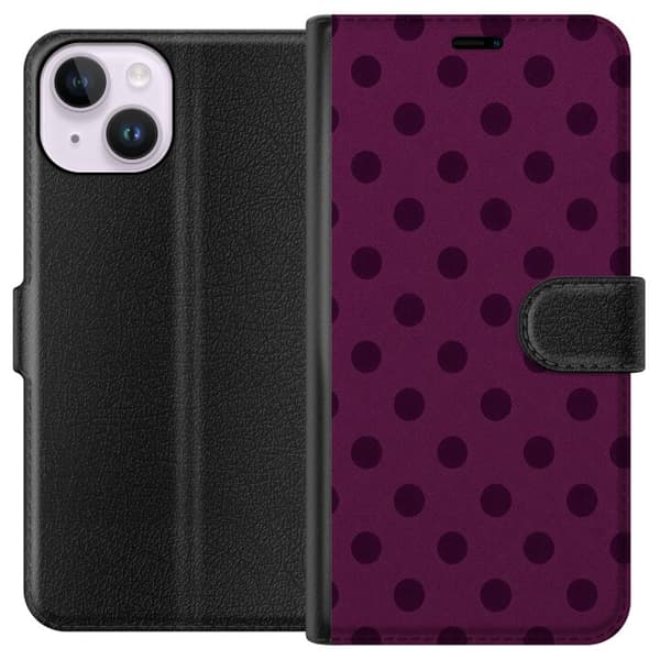 Kompatibelt Plånboksfodral till Apple iPhone 14 Plum Dots