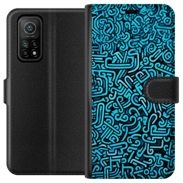 Kompatibel Tegnebogsetui til Xiaomi Mi 10T Pro 5G Blå abstrakt graffiti