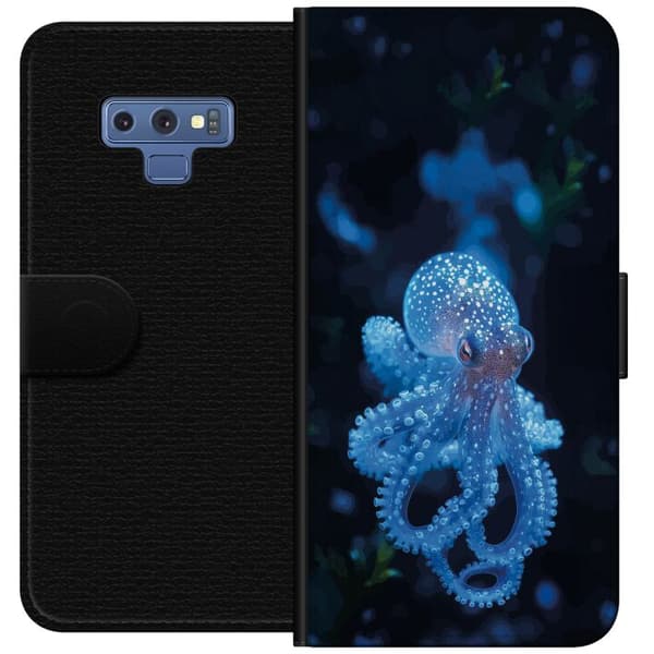 Kompatibel Tegnebogsetui til Samsung Galaxy Note9 Nær billede af en blå blæksprutte