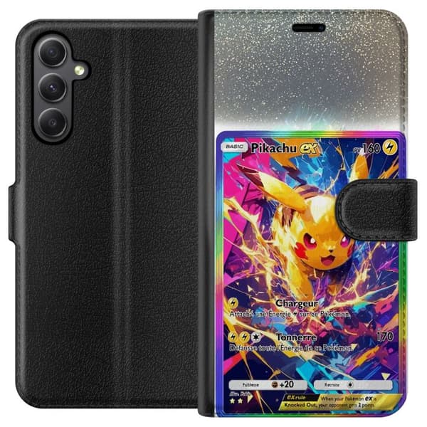 Kompatibel Tegnebogsetui til Samsung Galaxy A24 4G Farverigt Pikachu EX-design