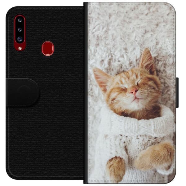 Kompatibelt Plånboksfodral till Samsung Galaxy A20s Katt