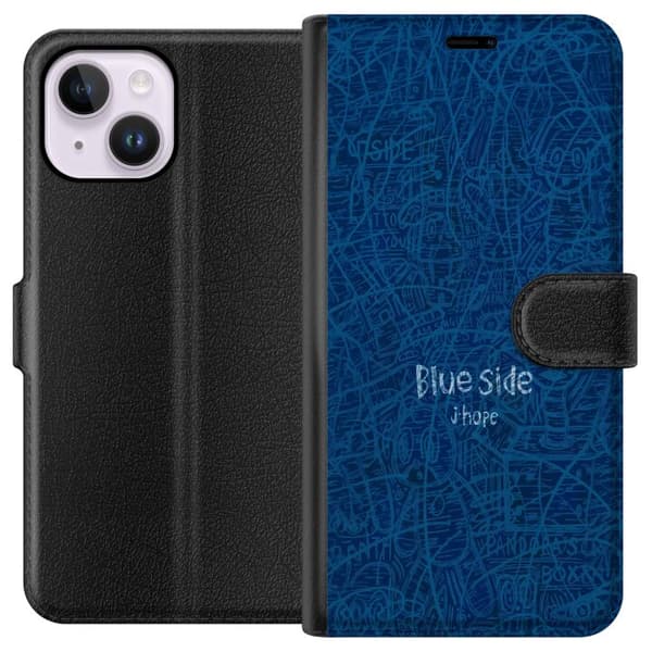 Kompatibel Tegnebogsetui til Apple iPhone 14 Plus Blue Side klotter