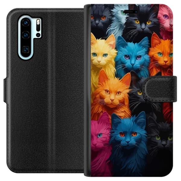 Kompatibelt Lommeboketui til Huawei P30 Pro Katter