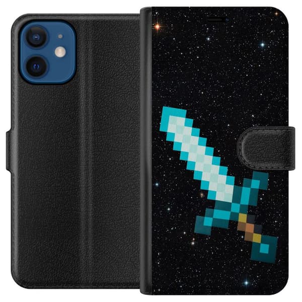 Kompatibel Tegnebogsetui til Apple iPhone 12 mini Minecraft Sværd
