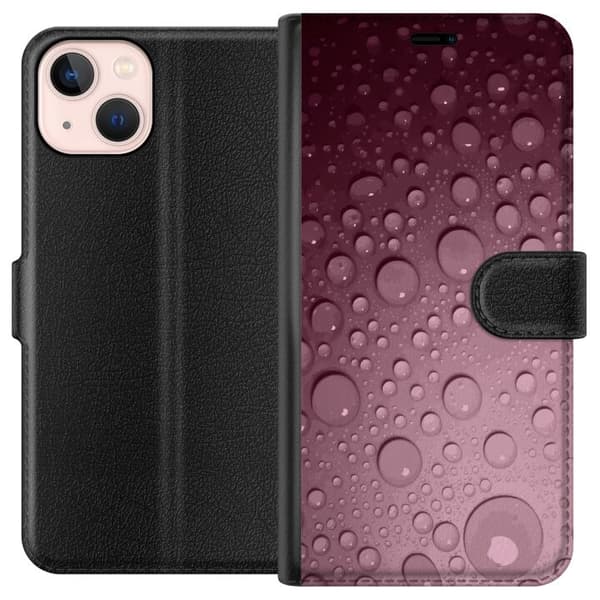Kompatibelt Plånboksfodral till Apple iPhone 13 mini Rosa vattendroppar