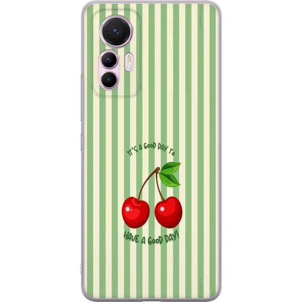 Kompatibelt Mobildeksel til Xiaomi 12 Lite Søtt kirsebærbilde med hjerteformet design