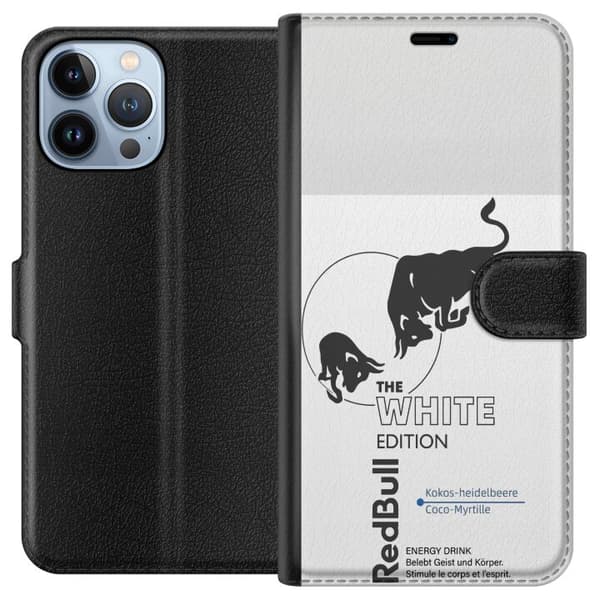 Kompatibel Tegnebogsetui til Apple iPhone 13 Pro Max Moderne Red Bull White Edition design