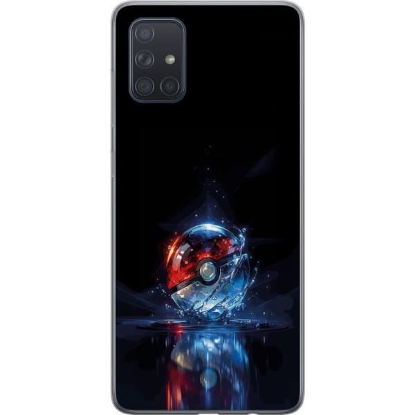 Kompatibelt Mobildeksel til Samsung Galaxy A71 Pokéball med refleksjon og blå vann effekter
