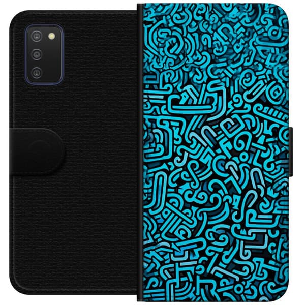Kompatibel Tegnebogsetui til Samsung Galaxy A03s Blå abstrakt graffiti