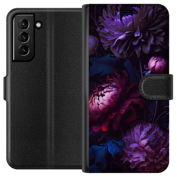 Kompatibel Tegnebogsetui til Samsung Galaxy S21+ 5G Lilla Blomster