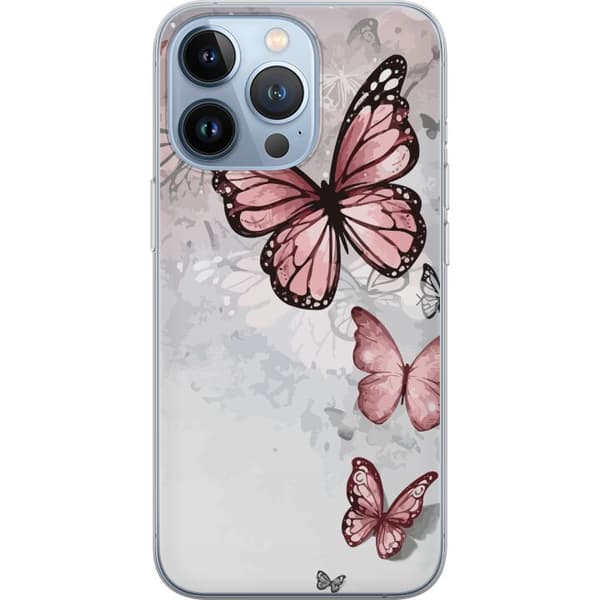 Kompatibelt Mobildeksel til Apple iPhone 13 Pro rosa sommerfugler