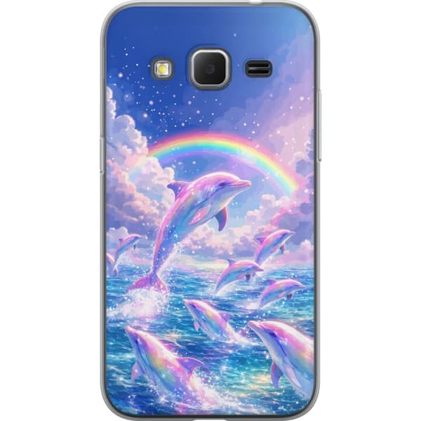 Kompatibelt Mobildeksel til Samsung Galaxy Core Prime Glittrande regnbågsdelfiner