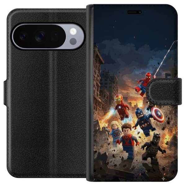 Kompatibel Tegnebogsetui til Google Pixel 11 Pro Actionfyldt LEGO Marvel-motiv til superheltfans