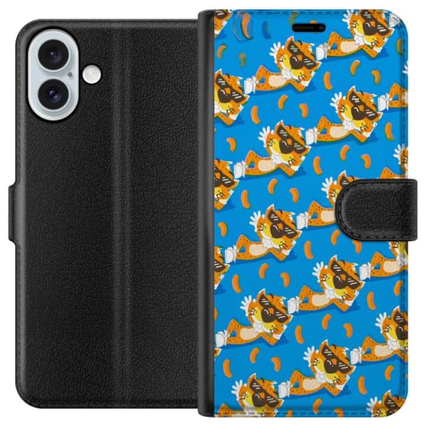 Kompatibel Tegnebogsetui til Apple iPhone 16 Plus Legende Chester Cheetah-design