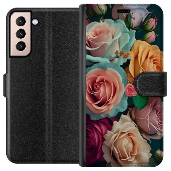 Kompatibel Tegnebogsetui til Samsung Galaxy S21 Färgglada rosor