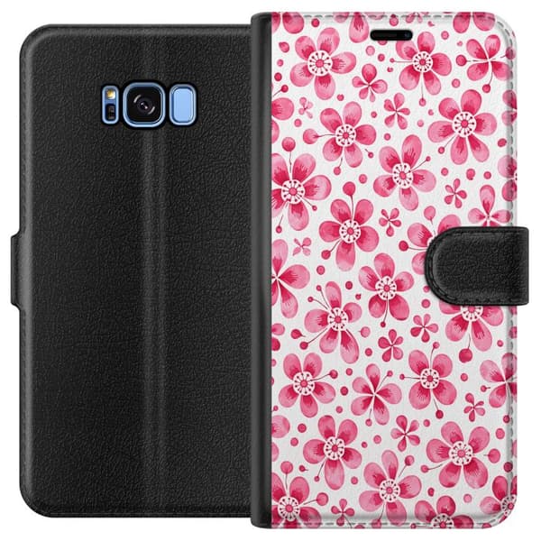 Kompatibelt Plånboksfodral till Samsung Galaxy S8 Blue Petal Pattern