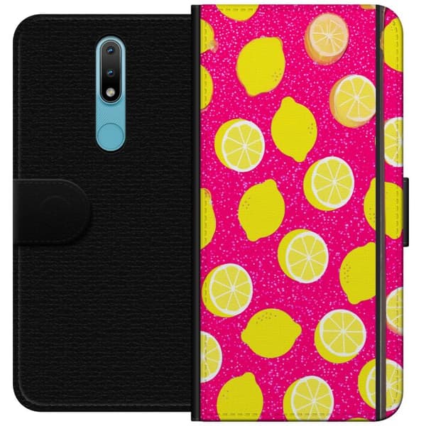 Kompatibelt Plånboksfodral till Nokia 2.4 Citronmönster rosa
