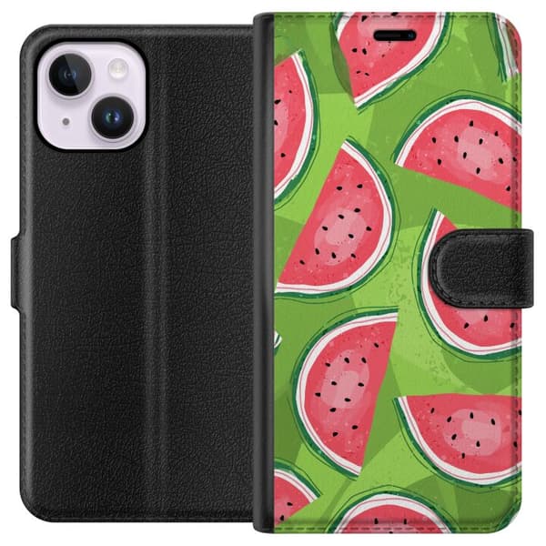 Kompatibel Tegnebogsetui til Apple iPhone 14 Plus Vattenmelon