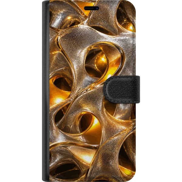 Kompatibel Tegnebogsetui til Apple iPhone 11 Pro Elegant abstrakt design med sammenflettede gyldne former og dramatiske lysrefleksioner