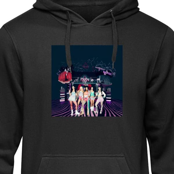 Klassisk Hoodie | Hættetrøje til Voksne Sort Medium KATSEYE Pinky Up KATSEYE Pinky Up Sort Medium
