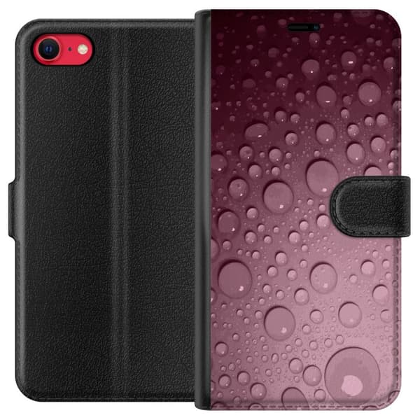 Kompatibelt Plånboksfodral till Apple iPhone 7 Rosa vattendroppar