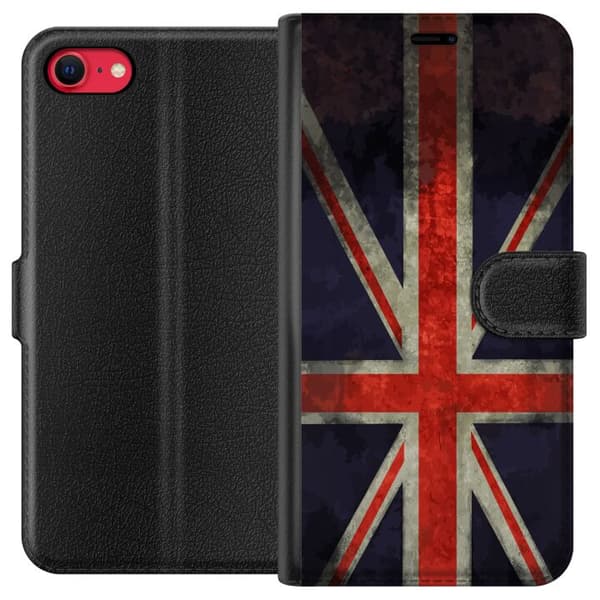 Kompatibel Tegnebogsetui til Apple iPhone 8 Britisk flag med rustik følelse