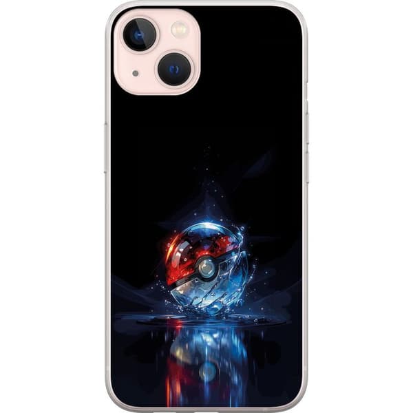 Kompatibelt Mobildeksel til Apple iPhone 13 mini Pokéball med refleksjon og blå vann effekter