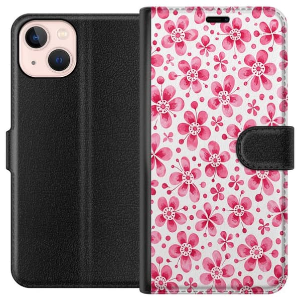 Kompatibelt Plånboksfodral till Apple iPhone 13 mini Blue Petal Pattern