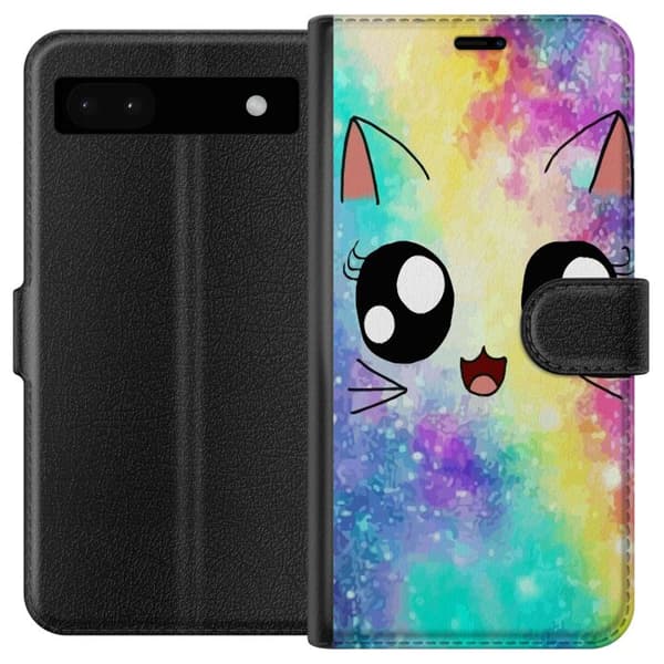 Kompatibelt Plånboksfodral till Google Pixel 6a Cute Cat Galaxy