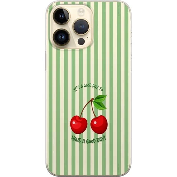 Kompatibelt Mobildeksel til Apple iPhone 15 Pro Max Søtt kirsebærbilde med hjerteformet design