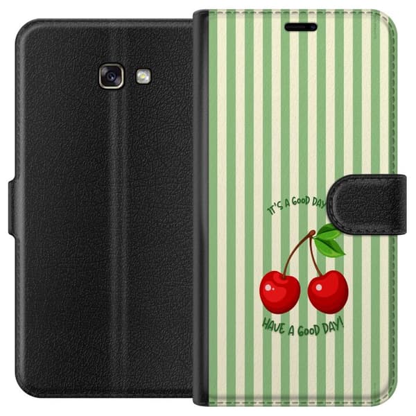 Kompatibelt Lommeboketui til Samsung Galaxy A3 (2017) Søtt kirsebærbilde med hjerteformet design