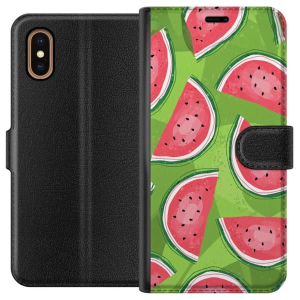 Kompatibelt Plånboksfodral till Apple iPhone XS Max Vattenmelon