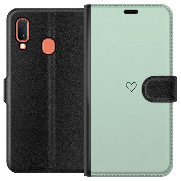Kompatibelt Lommeboketui til Samsung Galaxy A20e Hjerte Grønn
