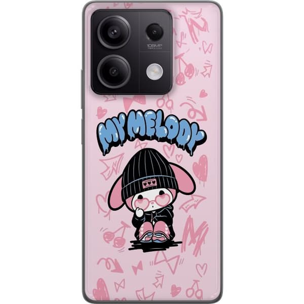 Kompatibelt Mobildeksel til Xiaomi Redmi Note 13 Søt kaninfigur med hjertebriller og graffitimønster