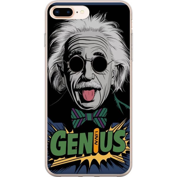 Kompatibelt Mobildeksel til Apple iPhone 7 Plus Illustrert vitenskapsmann med solbriller og leken Genius-tekst