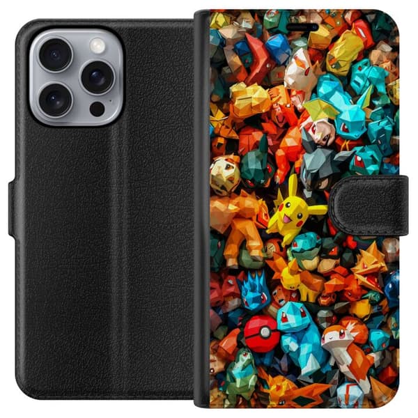 Kompatibelt Plånboksfodral till Apple iPhone 16 Pro Max Unik geometrisk pokémon-design