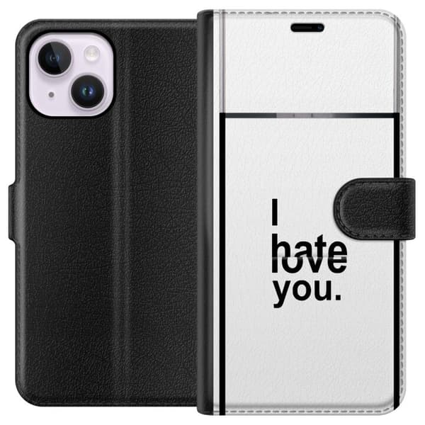 Kompatibel Tegnebogsetui til Apple iPhone 14 Plus I Hate Love You