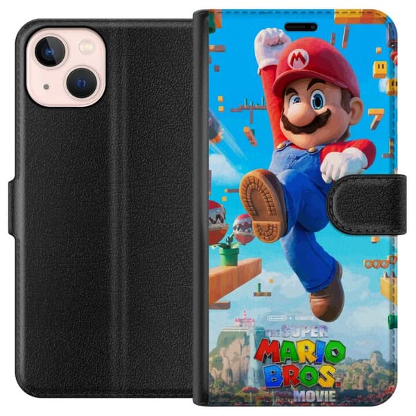Kompatibel Tegnebogsetui til Apple iPhone 13 mini Dynamisk spilmotiv med Mario og ikoniske platforme