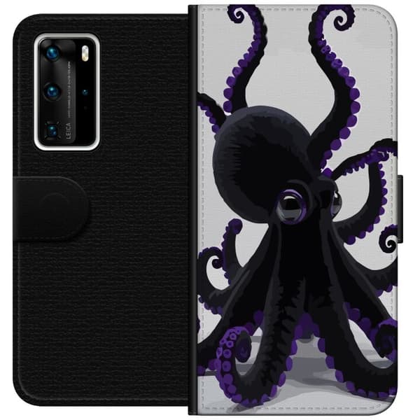 Kompatibel Tegnebogsetui til Huawei P40 Pro Svart bläckfisk