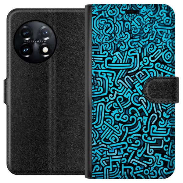 Kompatibelt Plånboksfodral till OnePlus 11 Blå abstrakt graffiti