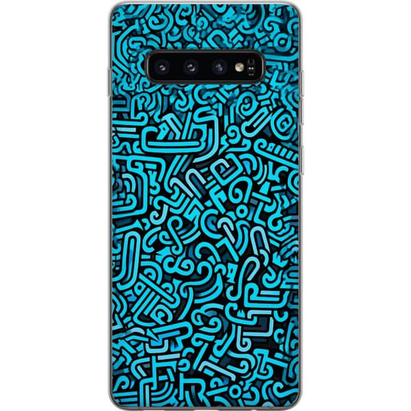 Kompatibelt Mobildeksel til Samsung Galaxy S10 Blå abstrakt graffiti