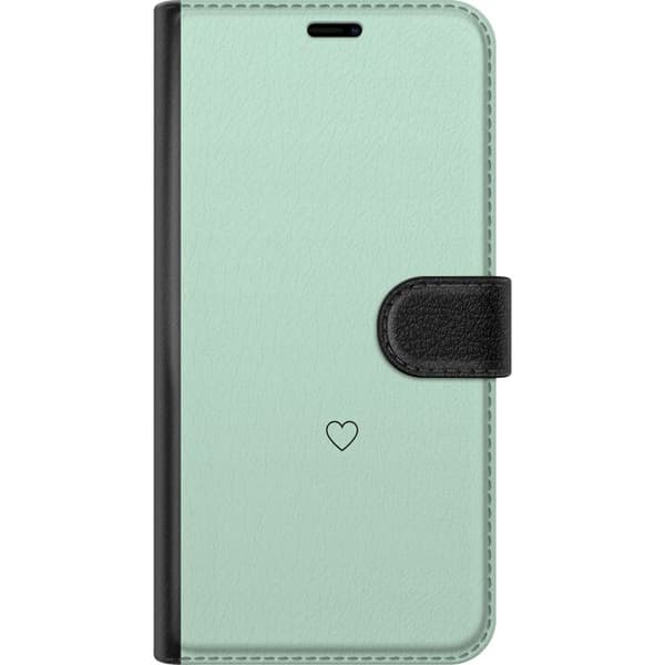 Kompatibel Tegnebogsetui til Apple iPhone 17 Enkel sort hjertekontur centreret mod mintgrøn baggrund