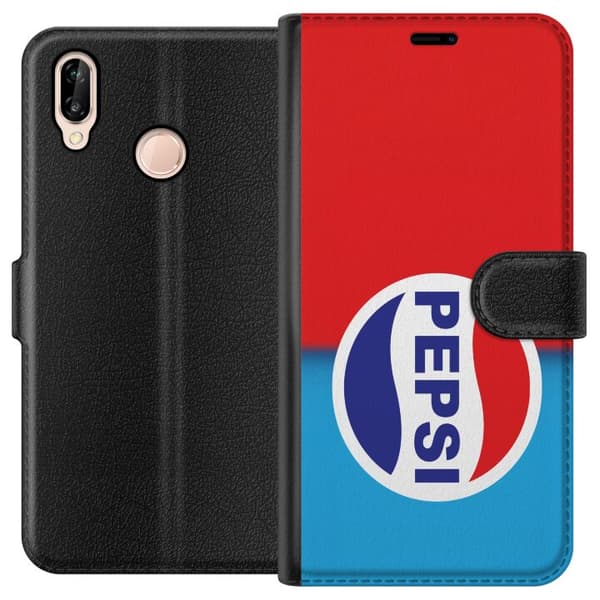 Kompatibel Tegnebogsetui til Huawei P20 lite Ikonisk Pepsi-design