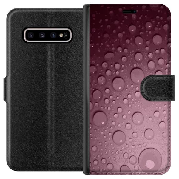 Kompatibel Tegnebogsetui til Samsung Galaxy S10+ Rosa vattendroppar