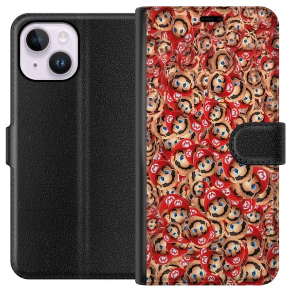 Kompatibel Tegnebogsetui til Apple iPhone 14 Plus Farverig Super Mario-mønster